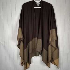29 Palms Brown Acrylic Knit A-line Poncho Sweater Boho Modest Lagenlook Layer OS